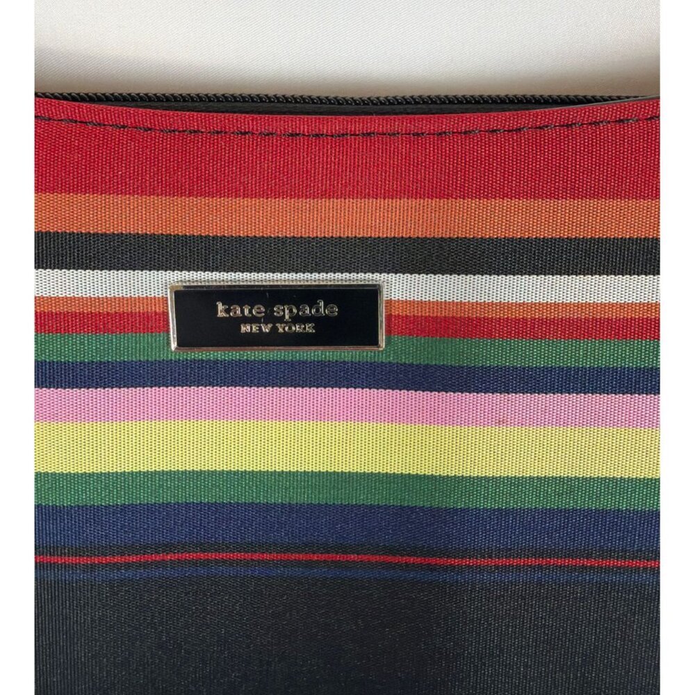 Kate Spade New York Canvas Stripe Small Shoulder Bag & Cosmetic Pouch Set Multi - Picture 4 of 9